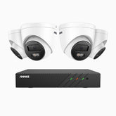 H500P - 3K 8 Channel 4 Cameras PoE Security System, Color & IR Night Vision, 3072*1728 Resolution, f/1.6 Aperture (0.005 Lux), Human & Vehicle Detection, Built-in Microphone,IP67